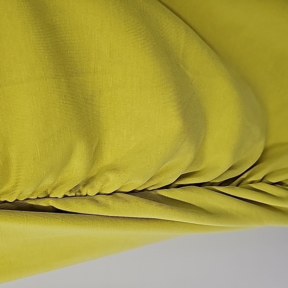 Express Chartreuse Scoop Neck Bodycon Dress Rusched Sides - Picture 7 of 17